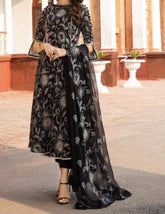 Grace Z-(S1260)- Stitched Embroidered 3PC Lawn Dress With Embroidered Chiffon Dupatta.